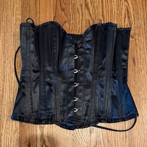 Black Satin Overbust Corset, Size 22